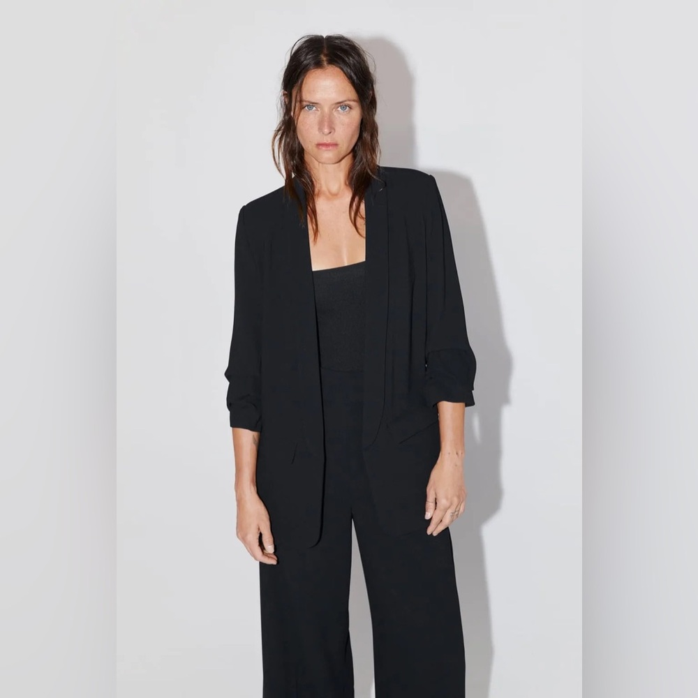 Zara Rolled-up Sleeves Blazer Black